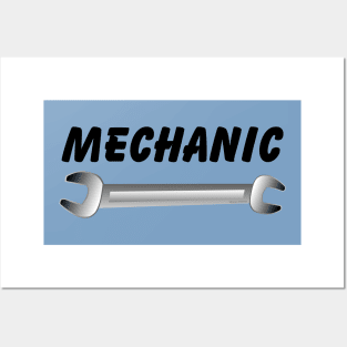 Mechanic Wrench Text Posters and Art